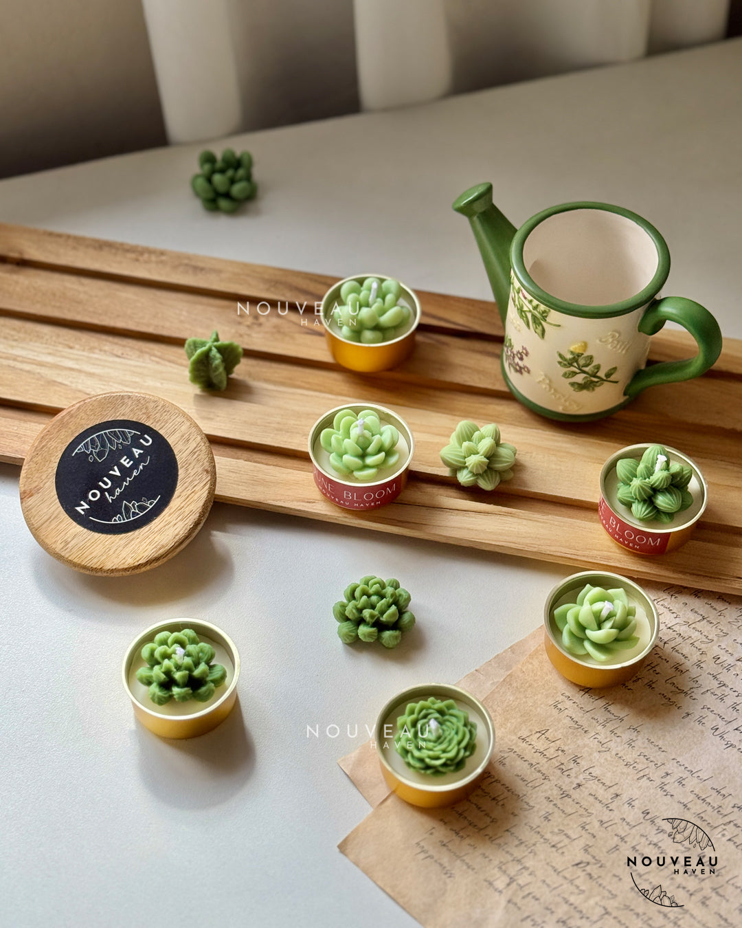 Dune Bloom Succulent Tea-Light Candles
